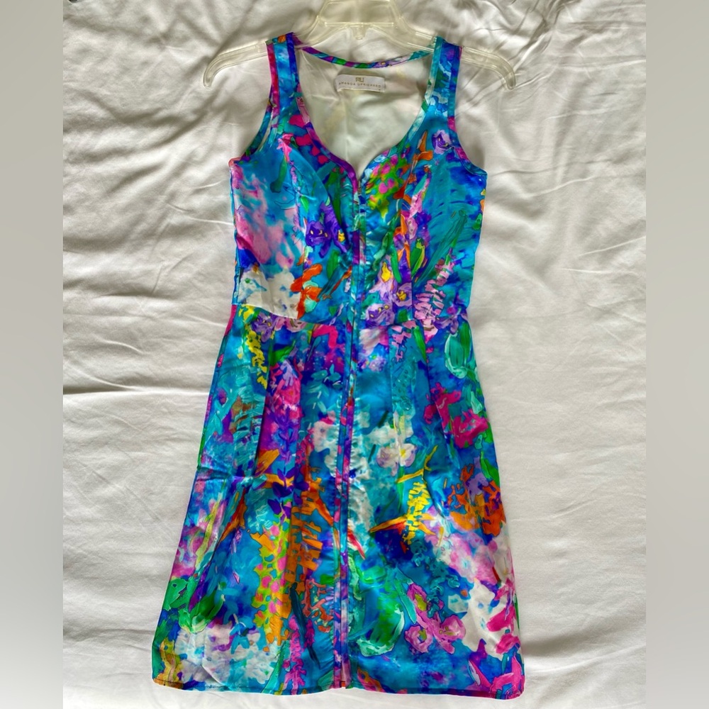 PETITE 🛍️ NEW Silk Amanda Uprichard Vibrant Multicolor Dress XS zipper